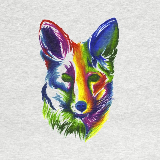 Multicolored Fox by ArtbyRosalie